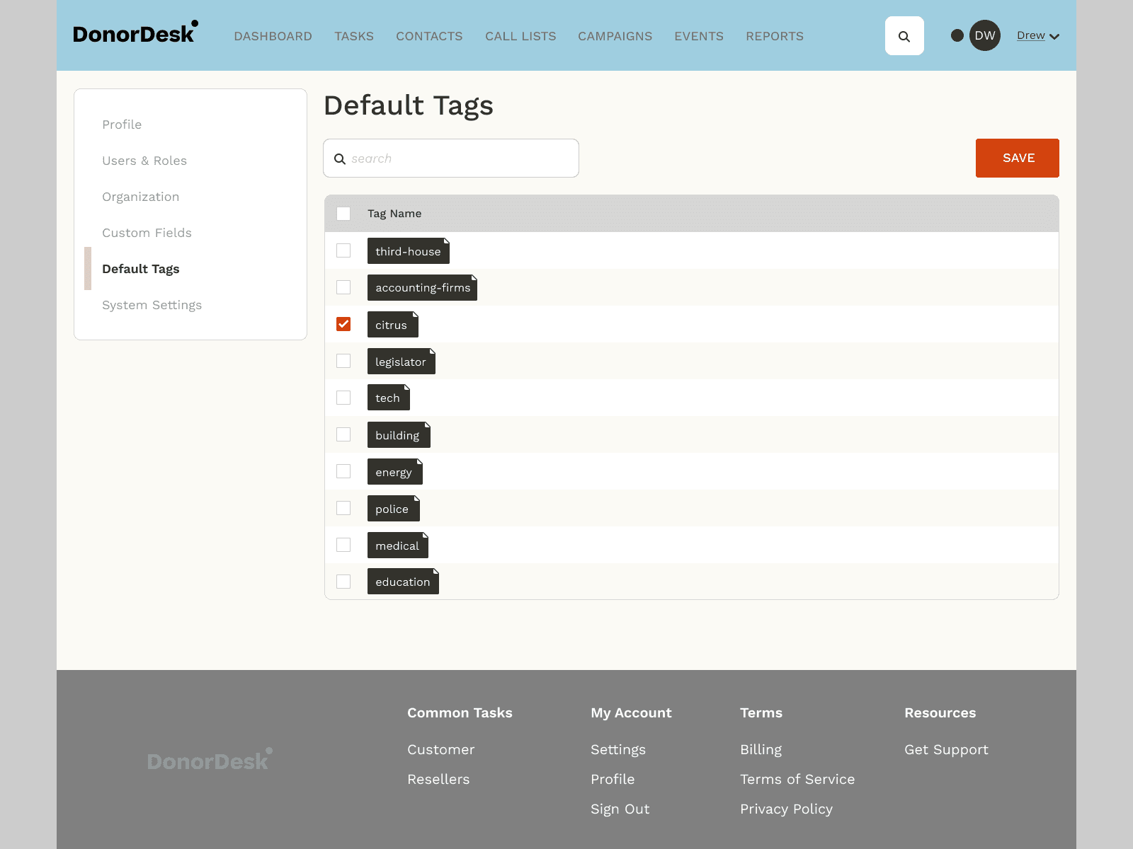 Default Tags Management